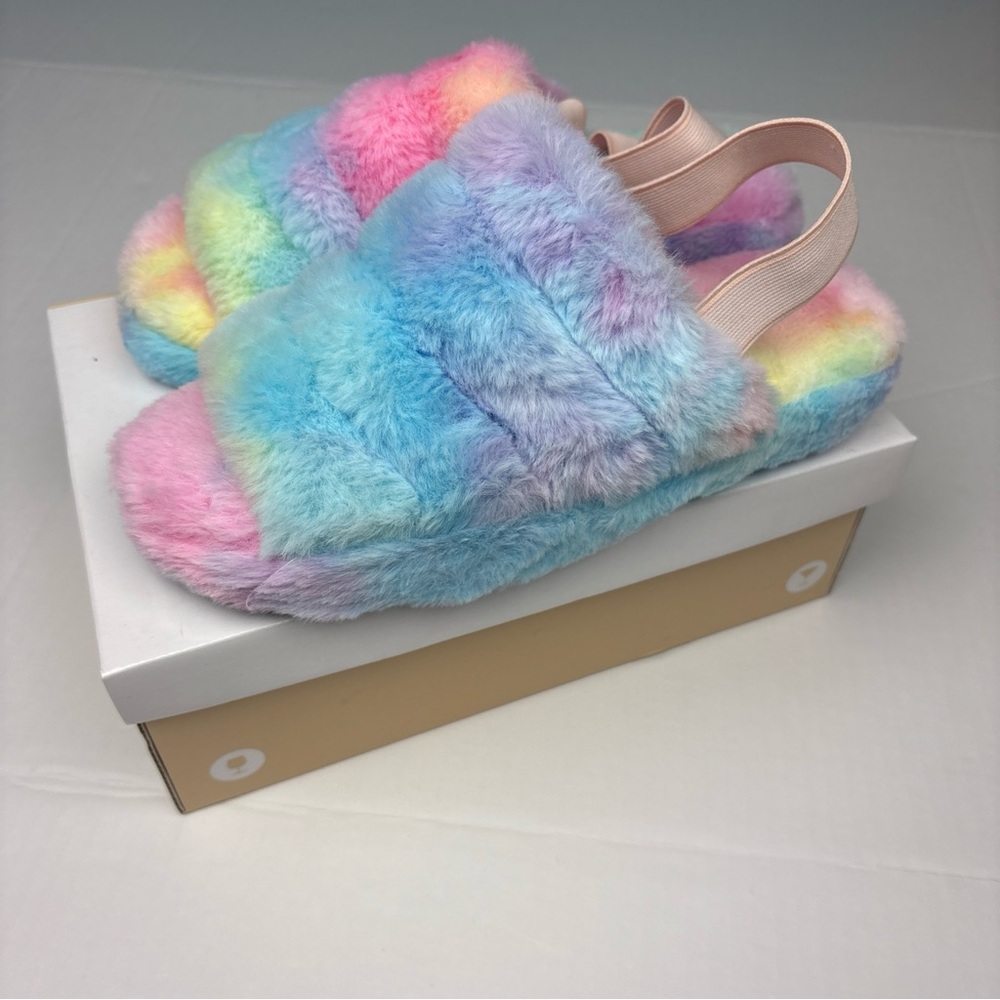 Rainbow Pastel Women Size 9 Slippers Slip On Strap Back Open Toe New in Box